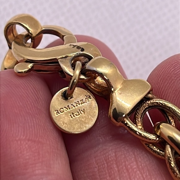 Romanza Italy Chunky Rolo Belcher Chain Gold Tone 18 Inch Necklace - Picture 5 of 11